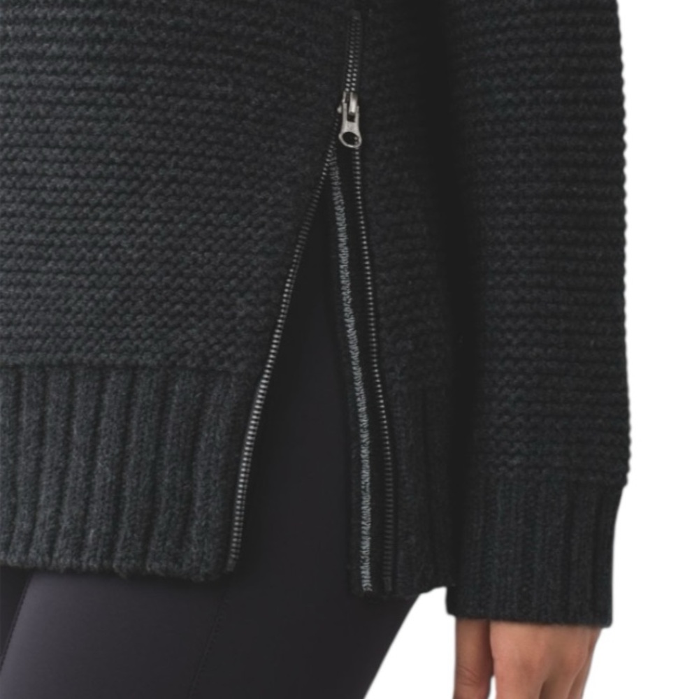 LULULEMON Karma Kurmasana Merino Wool Heather Black Sweater Size 4 - Picture 15 of 16
